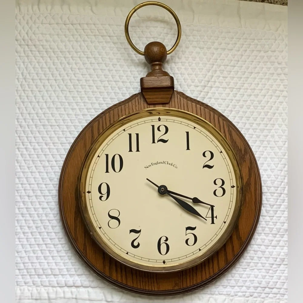 Vintage NewEnglandClockCo PocketwatchWall Clock Battery AsIs 💖 Priority Shipping